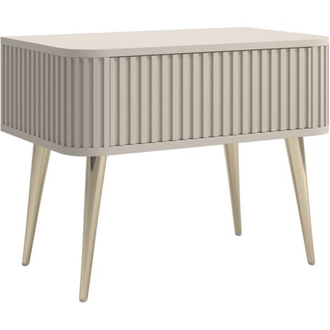 Selsey Ovarlo - Comodino con gole e cassetto - con gambe dorate - Beige grigio