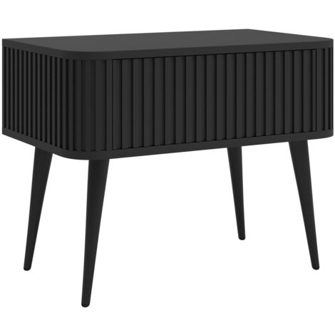 Selsey Ovarlo - Comodino con gole e cassetto - con gambe nere - nero
