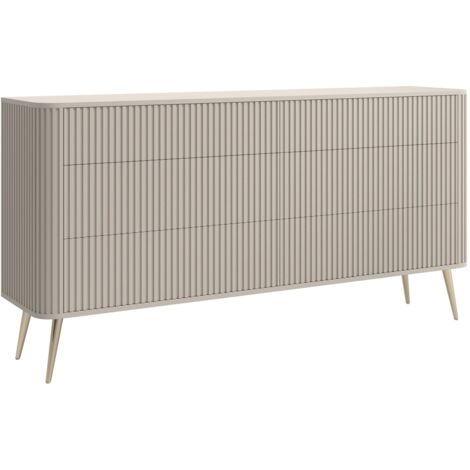 Selsey Ovarlo - Kommode mit 6 Schubladen, Greige mit Metallbeinen, 168 cm