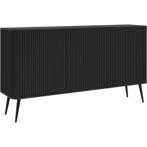 Selsey Ovarlo - Sideboard, Schwarz mit silbernen Metallbeinen, 163 cm
