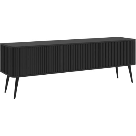 Selsey Ovarlo - TV-Lowboard, Schwarz mit Metallbeinen, 163 cm
