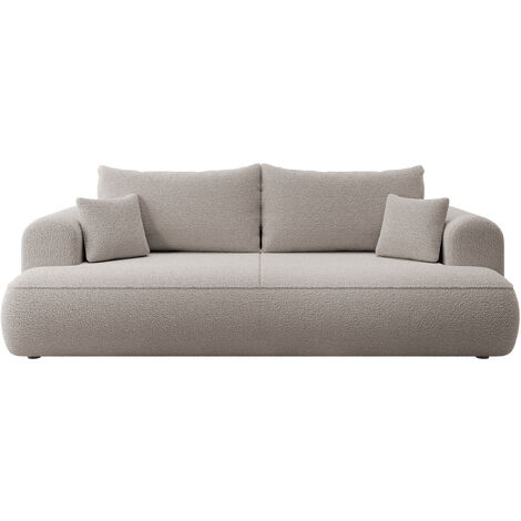 Selsey - Ovo 3-Sitzer-Schlafsofa mit dunkelbeigem Bouclé-Behälter