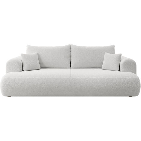 Selsey - Ovo 3-Sitzer-Schlafsofa mit Stauraum in Bouclé-Grau