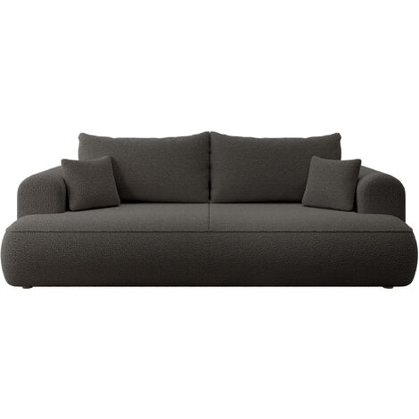 Selsey - Ovo 3-Sitzer-Sofa mit Aufbewahrungsbox aus dunkelgrauem Bouclé