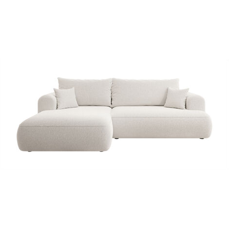 Selsey OVO - Canapé d'angle avec fonction de couchage en forme de L couleur crème avec coffre à boucle, côté gauche