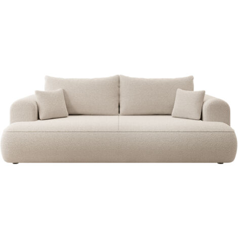 Selsey - Ovo Dreisitzer-Schlafsofa mit Stauraum aus beigem Bouclé