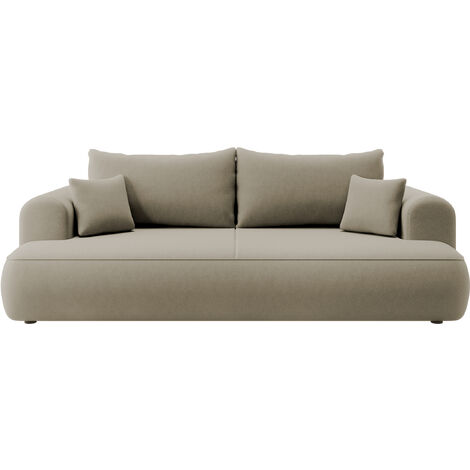 Selsey- Ovo Dreisitzer-Schlafsofa mit Stauraum, beiges Velours aus pflegeleichtem Stoff