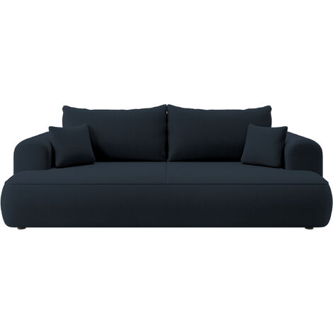 Selsey - Ovo Dreisitzer-Schlafsofa mit Stauraum, marineblauer Velours aus pflegeleichtem Stoff