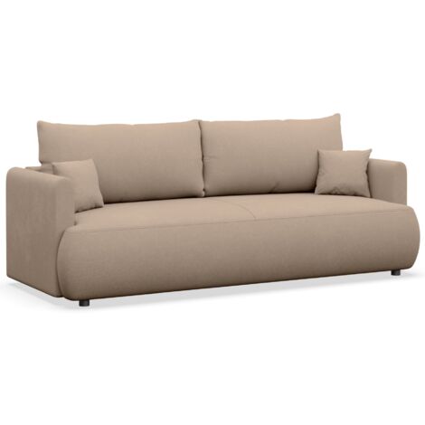 Selsey Ovo Mini – 3-Sitzer Schlafsofa mit Bettkasten, Chenille Easy-Clean, beige