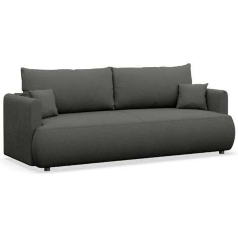 Selsey Ovo Mini – 3-Sitzer Schlafsofa mit Bettkasten, Chenille Easy-Clean, dunkelgrau