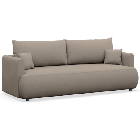Selsey Ovo Mini – 3-Sitzer Schlafsofa mit Bettkasten, Chenille Easy-Clean, graubeige
