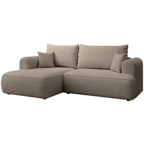 Selsey Ovo Mini - Eckschlafsofa linksseitig mit Stauraum, Easy-Clean-Chenille-Bezug, greige