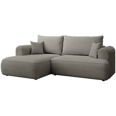 Selsey Ovo Mini - Eckschlafsofa linksseitig mit Stauraum, Easy-Clean-Chenille-Bezug, hellgrau