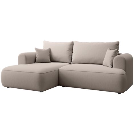Selsey Ovo Mini - Eckschlafsofa linksseitig mit Stauraum, Easy-Clean-Samtbezug, grau