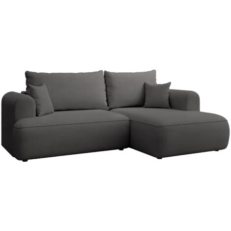 Selsey Ovo Mini - Eckschlafsofa rechtsseitig mit Stauraum, Easy-Clean-Chenille-Bezug, dunkelgrau