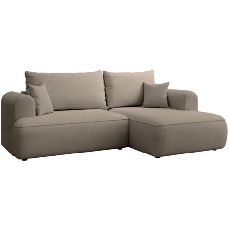 Selsey Ovo Mini - Eckschlafsofa rechtsseitig mit Stauraum, Easy-Clean-Chenille-Bezug, greige