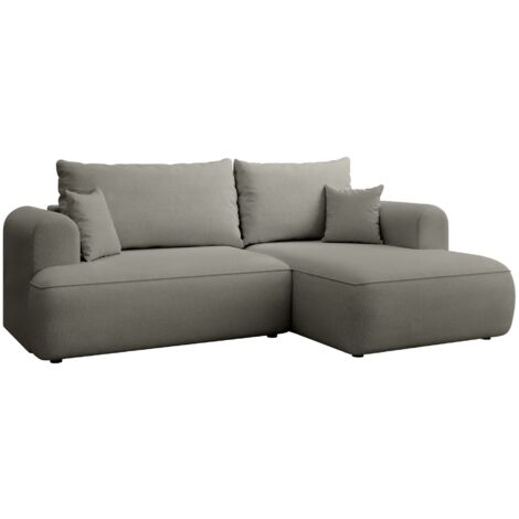 Selsey Ovo Mini - Eckschlafsofa rechtsseitig mit Stauraum, Easy-Clean-Chenille-Bezug, hellgrau