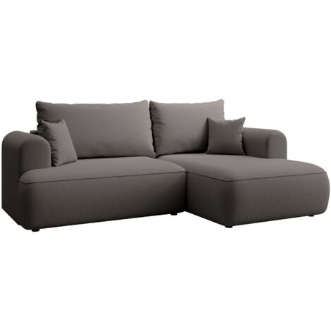 Selsey Ovo Mini - Eckschlafsofa rechtsseitig mit Stauraum, Easy-Clean-Samtbezug, dunkelgrau