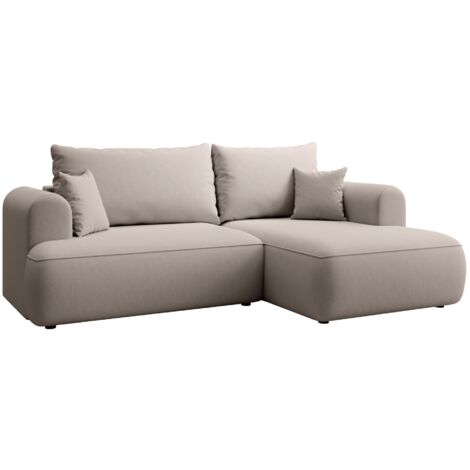 Selsey Ovo Mini - Eckschlafsofa rechtsseitig mit Stauraum, Easy-Clean-Samtbezug, grau