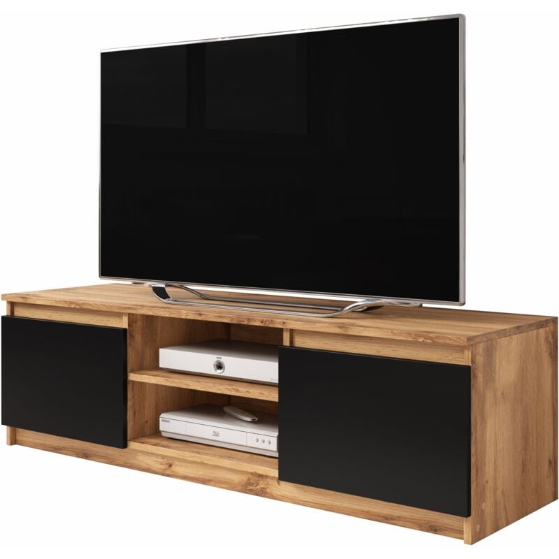 Selsey PERMYS - Meuble TV - 120 cm - chêne wotan/noir graphite - sans LED