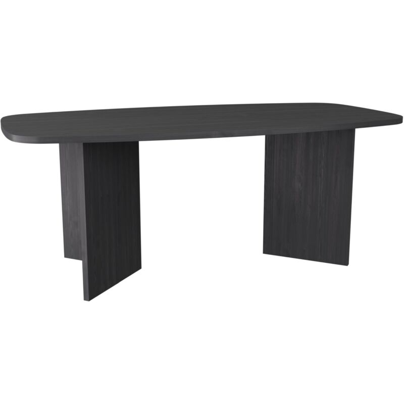 Selsey Piano – Esstisch Rechteckig Mit Abgerundeten Ecken, 190 Cm, Holzoptik Esche Schwarzgrau