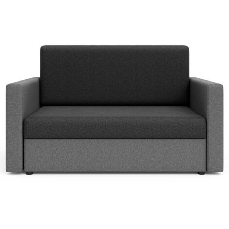 Bettsofa Couch mit Bettfunktion Duett schwarz/grau Schlafsofa Sofa 2-Sitzer