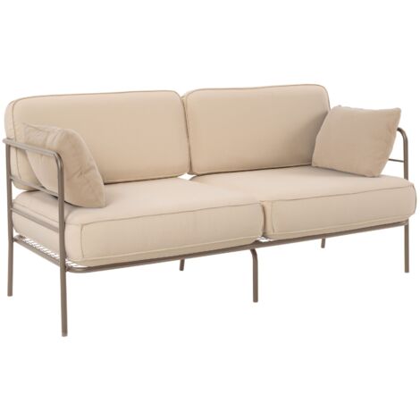 Selsey Preggel - Garten-Sofa 2-Sitzer, 156 cm, wasserabweisend, beige/beiges Gestell