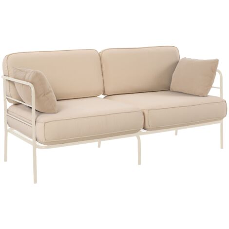 Selsey Preggel - Garten-Sofa 2-Sitzer, 156 cm, wasserabweisend, beige/cremefarbenes Gestell