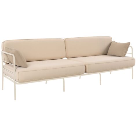 Selsey Preggel - Garten-Sofa 3-Sitzer, wasserabweisend, beige/cremefarbenes Gestell