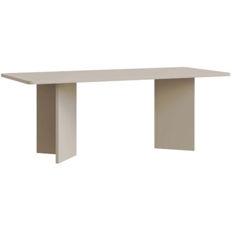Selsey QUBEO – Table à manger 204x90 cm, rectangulaire avec bords arrondis et piètement plein, gris cachemire