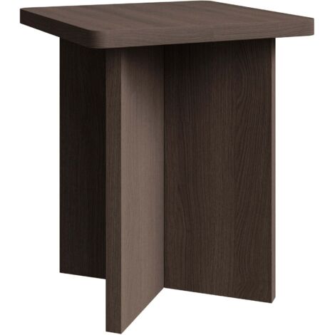 Selsey Qubeo – Tavolino 42 cm, quadrato con base a croce, effetto frassino marrone
