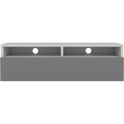 Selsey - REDNAW - Meuble TV - 100 cm - blanc mat / gris brillant - scandinave - moderne