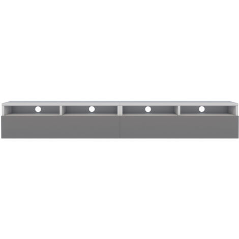 Selsey Rednaw - Mobile TV con due cassetti - 200 cm - finitura opaca bianco/grigio lucido