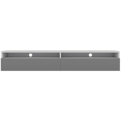 Selsey REDNAW - TV-Schrank / TV-Board stehend / hängend, 180 cm breit (Weiß Matt / Grau Hochglanz ohne LED)