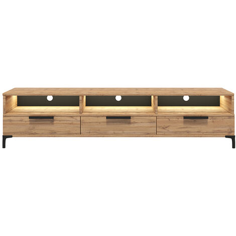 main image of "Selsey Rikke - TV Stand - 160 cm - Wotan Oak with LED Lighting"