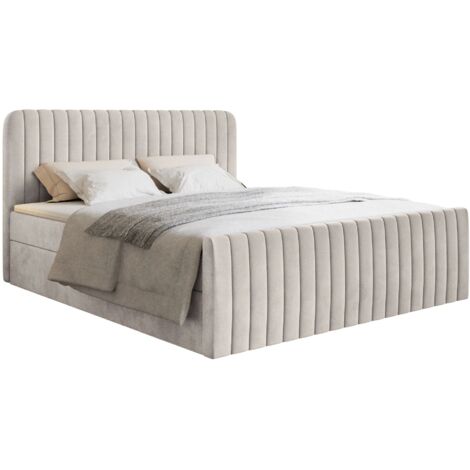 Selsey Saliano - Boxspringbett 180x200 mit Bettkasten, Topper und Samtbezug, Beige