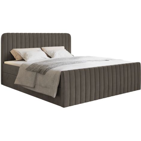 Selsey Saliano - Boxspringbett 200x200 mit Bettkasten, Topper und Samtbezug, Braun