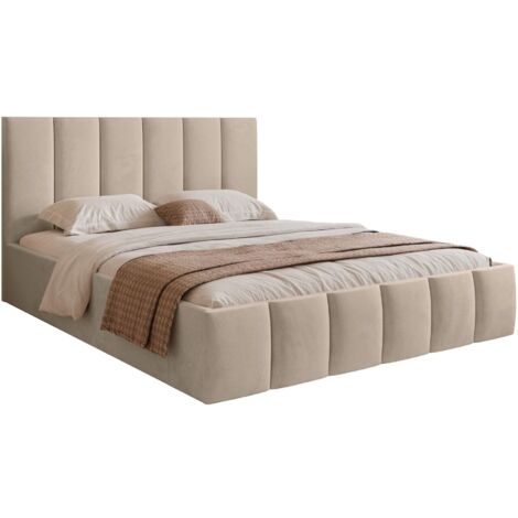 Selsey Sarafino - Polsterbett 140x200 cm, mit Bettkasten und Lattenrost, beige