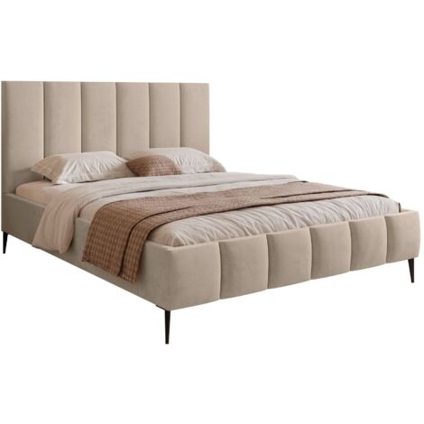 Selsey Sarafino - Polsterbett 180x200 cm, mit Bettkasten, Lattenrost und Metallfüßen, beige