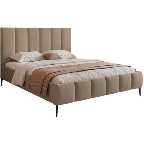Selsey Sarafino - Polsterbett 180x200 cm, mit Bettkasten, Lattenrost und Metallfüßen, dunkelbeige