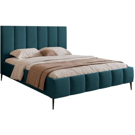 Selsey Sarafino - Polsterbett 180x200 cm, mit Bettkasten, Lattenrost und Metallfüßen, türkis