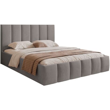 Selsey Sarafino - Polsterbett 180x200 cm, mit Bettkasten und Lattenrost, hellgrau
