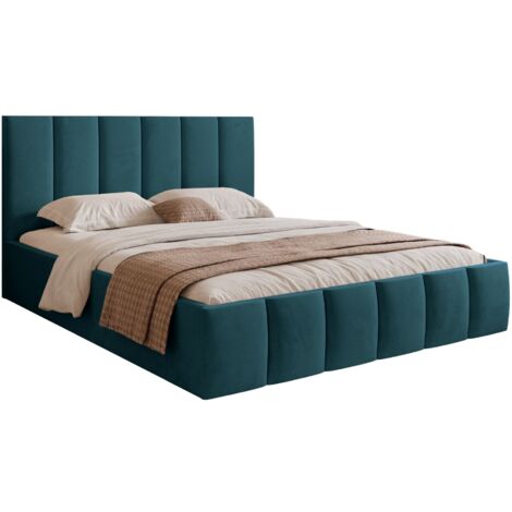 Selsey Sarafino - Polsterbett 180x200 cm, mit Bettkasten und Lattenrost, türkis