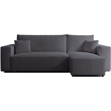 Selsey Scarlo - Ecksofa mit Schlaffunktion, Stauraum und Bouclé-Bezug, dunkelgrau