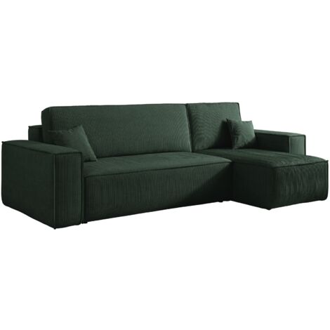 Selsey Scarlo - Ecksofa mit Schlaffunktion, Stauraum und Cordbezug, dunkelgrün