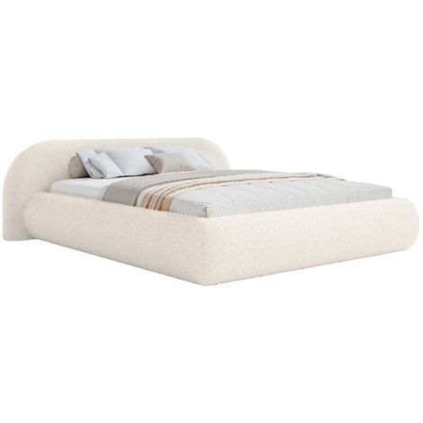 Selsey Shels Low – Lit rembourré 160x200, bouclé, crème