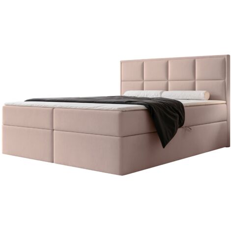 Selsey Silensio – Boxspringbett 160x200, Bonellmatratze, Topper, Samt, beige