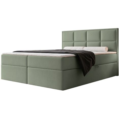 Selsey Silensio – Boxspringbett 160x200, Bonellmatratze, Topper, Samt, eukalyptus