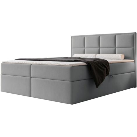 Selsey Silensio – Boxspringbett 160x200, Bonellmatratze, Topper, Samt, grau