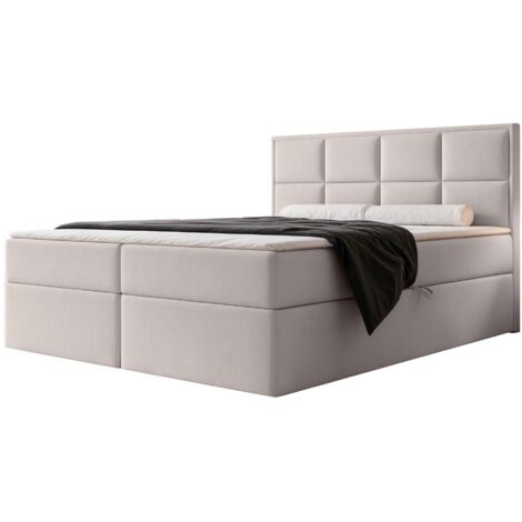 Selsey Silensio – Boxspringbett 160x200, Bonellmatratze, Topper, Samt, greige